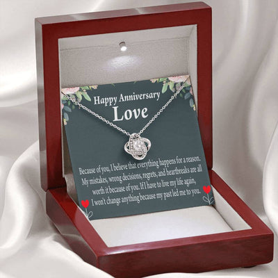 Happy Anniversary Girlfriend Reason For Everything Love Knot Pendant Necklace Stainless Steel W Cz Stone - Luxury Love Knot Necklace Meanful Gift Idea For Her/Him
