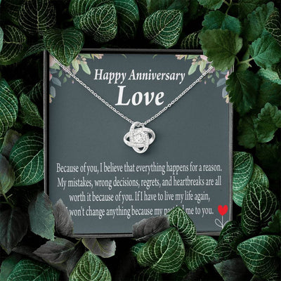 Happy Anniversary Girlfriend Reason For Everything Love Knot Pendant Necklace Stainless Steel W Cz Stone - Luxury Love Knot Necklace Meanful Gift Idea For Her/Him
