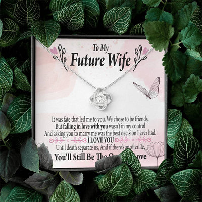 Future Wife The One Love Knot Pendant Necklace Stainless Steel W Cz Stone - Luxury Love Knot Necklace Meanful Gift Idea For Her/Him