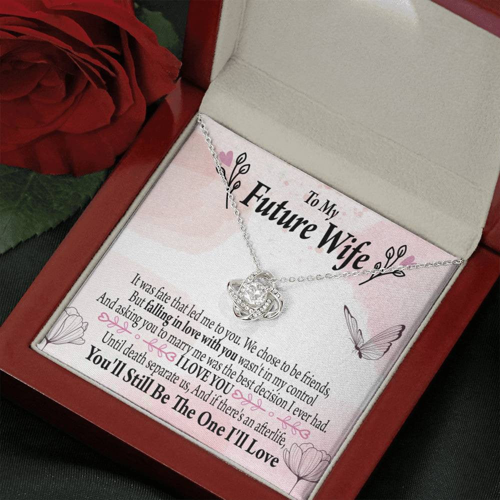Future Wife The One Love Knot Pendant Necklace Stainless Steel W Cz Stone - Luxury Love Knot Necklace Meanful Gift Idea For Her/Him