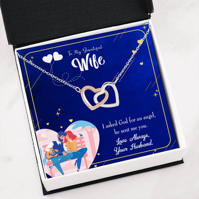 Wife Gift For Wife Birthday I Asked God Inseparable Love Pendant 18k Rose Gold Finish 16� - Interlocking Hearts Necklace
