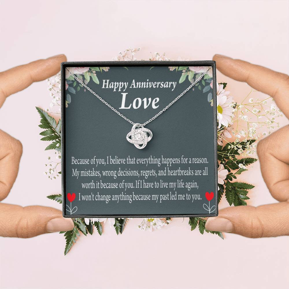 Happy Anniversary Girlfriend Reason For Everything Love Knot Pendant Necklace Stainless Steel W Cz Stone - Luxury Love Knot Necklace Meanful Gift Idea For Her/Him
