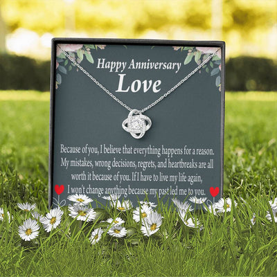 Happy Anniversary Girlfriend Reason For Everything Love Knot Pendant Necklace Stainless Steel W Cz Stone - Luxury Love Knot Necklace Meanful Gift Idea For Her/Him