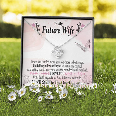 Future Wife The One Love Knot Pendant Necklace Stainless Steel W Cz Stone - Luxury Love Knot Necklace Meanful Gift Idea For Her/Him
