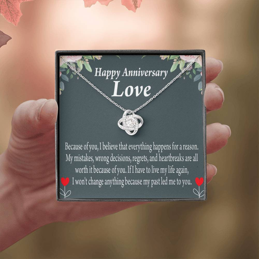 Happy Anniversary Girlfriend Reason For Everything Love Knot Pendant Necklace Stainless Steel W Cz Stone - Luxury Love Knot Necklace Meanful Gift Idea For Her/Him