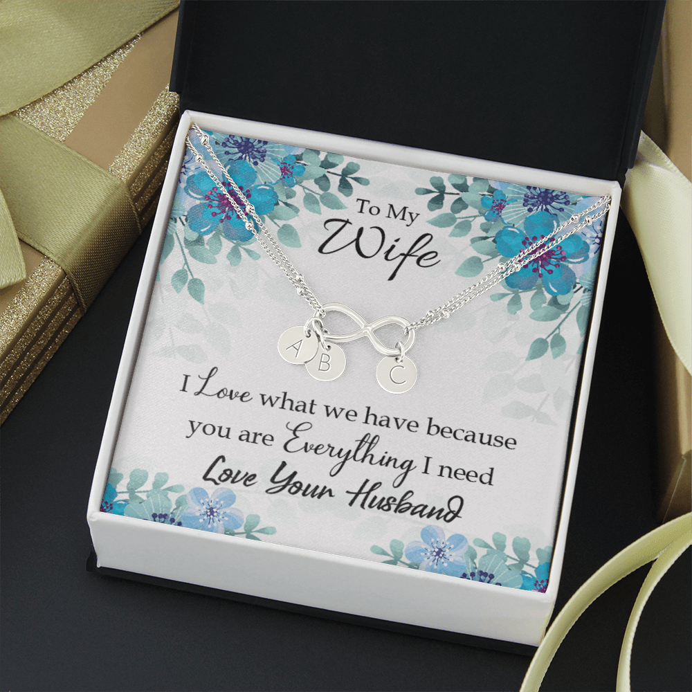 To My Wife When You Love Infinity Bracelet With Initial Charms - Infinity Bracelet