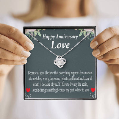 Happy Anniversary Girlfriend Reason For Everything Love Knot Pendant Necklace Stainless Steel W Cz Stone - Luxury Love Knot Necklace Meanful Gift Idea For Her/Him