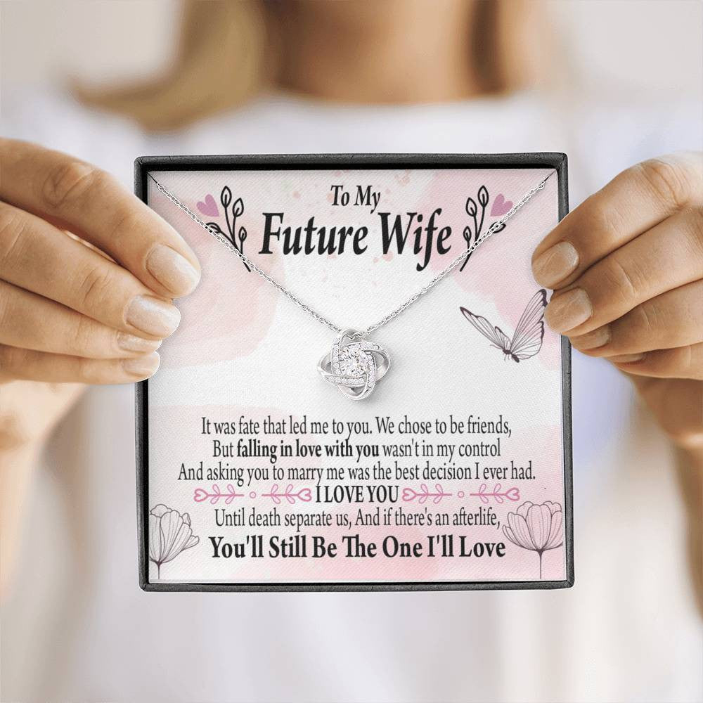 Future Wife The One Love Knot Pendant Necklace Stainless Steel W Cz Stone - Luxury Love Knot Necklace Meanful Gift Idea For Her/Him