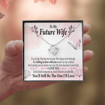 Future Wife The One Love Knot Pendant Necklace Stainless Steel W Cz Stone - Luxury Love Knot Necklace Meanful Gift Idea For Her/Him
