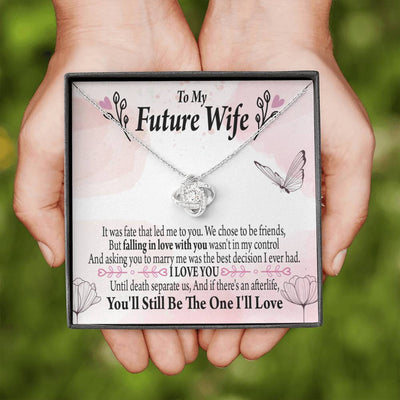 Future Wife The One Love Knot Pendant Necklace Stainless Steel W Cz Stone - Luxury Love Knot Necklace Meanful Gift Idea For Her/Him