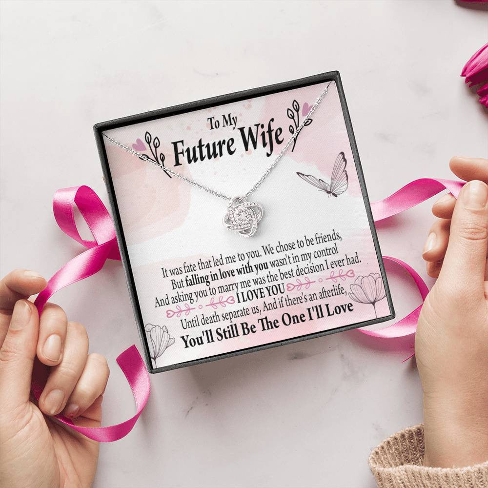 Future Wife The One Love Knot Pendant Necklace Stainless Steel W Cz Stone - Luxury Love Knot Necklace Meanful Gift Idea For Her/Him