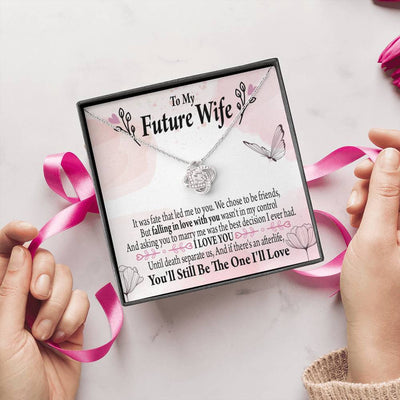 Future Wife The One Love Knot Pendant Necklace Stainless Steel W Cz Stone - Luxury Love Knot Necklace Meanful Gift Idea For Her/Him