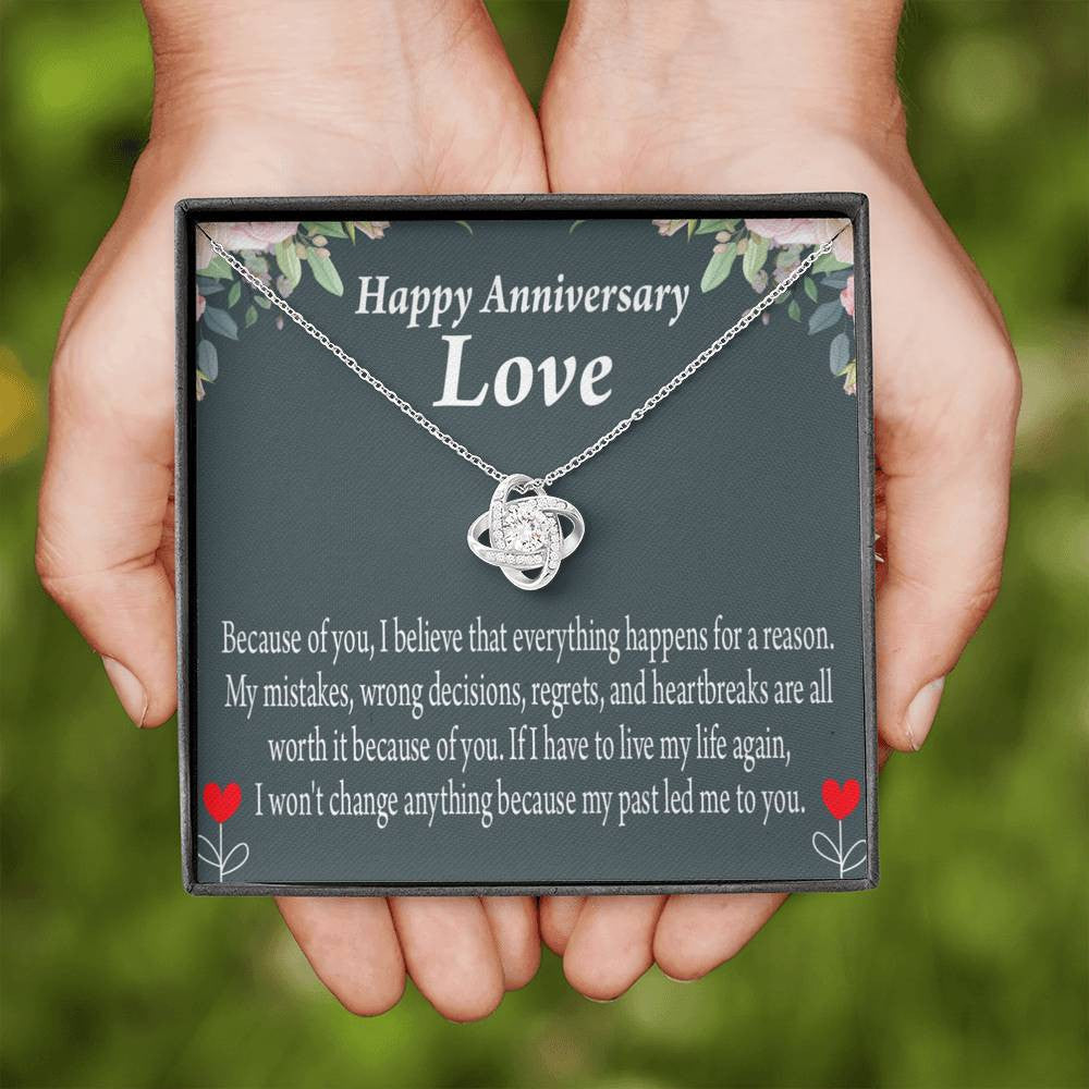 Happy Anniversary Girlfriend Reason For Everything Love Knot Pendant Necklace Stainless Steel W Cz Stone - Luxury Love Knot Necklace Meanful Gift Idea For Her/Him