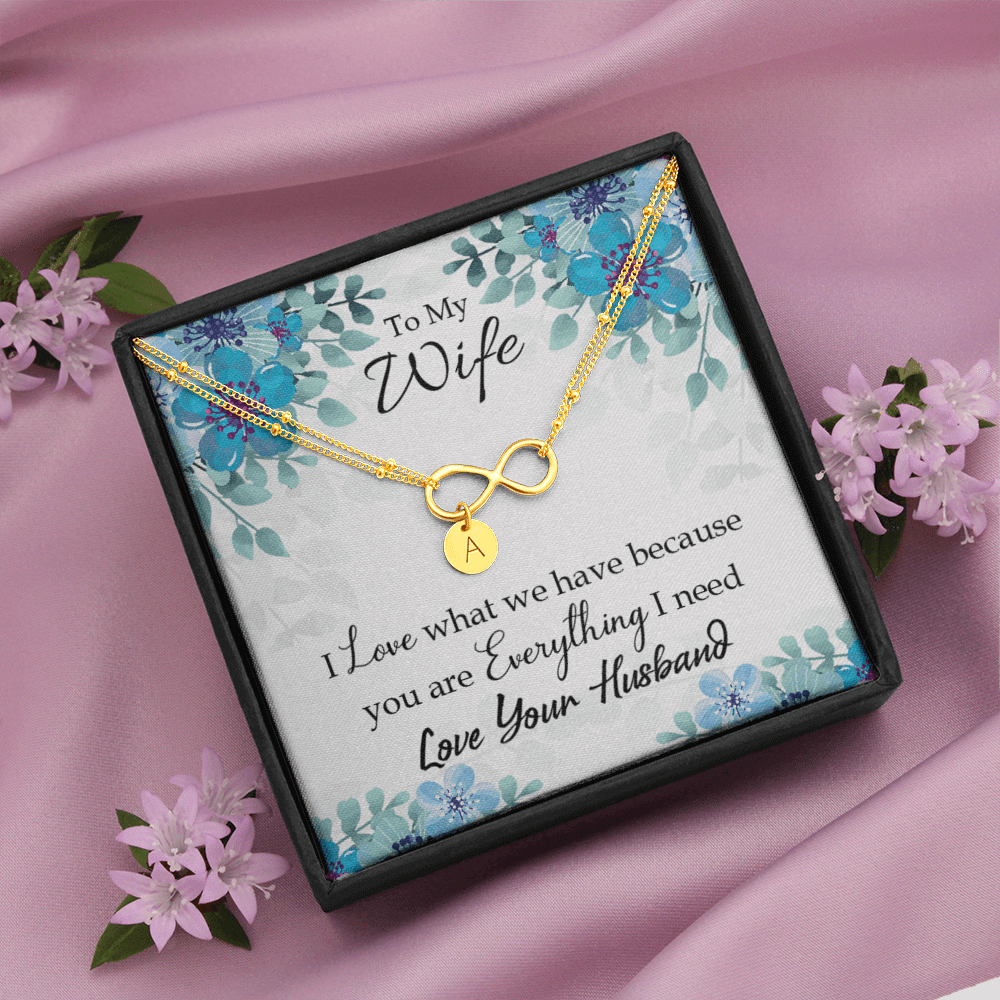To My Wife When You Love Infinity Bracelet With Initial Charms - Infinity Bracelet