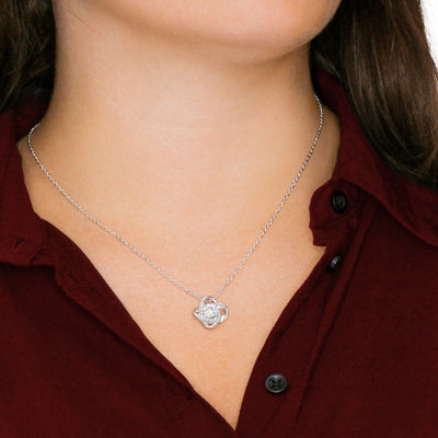 Happy Anniversary Girlfriend Reason For Everything Love Knot Pendant Necklace Stainless Steel W Cz Stone - Luxury Love Knot Necklace Meanful Gift Idea For Her/Him