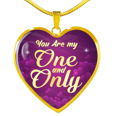 To My Girlfriend You Are My One 18k Gold Heart Pendant Stainless Steel Necklace Jewelry Gift  - Luxury Heart Pendant Necklace Gift Idea For Her/Him