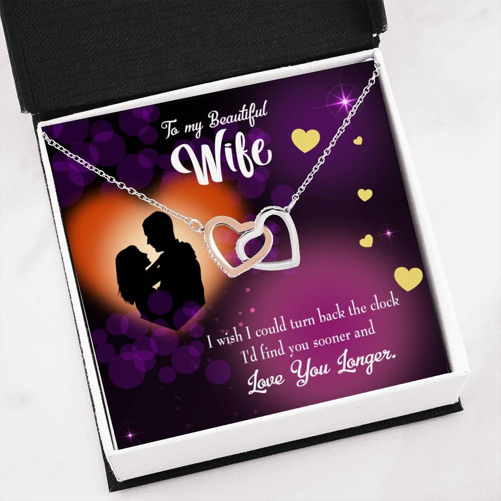 Wife Gift For Wife Birthday Love You Longer Inseparable Love Pendant 18k Rose Gold Finish 16� - Interlocking Hearts Necklace