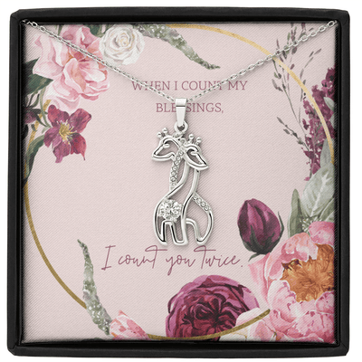 To My Wife I Count You Twice Giraffe Charm Necklace Message Card - Giraffe Necklace