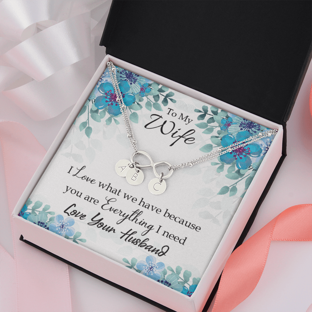 To My Wife When You Love Infinity Bracelet With Initial Charms - Infinity Bracelet