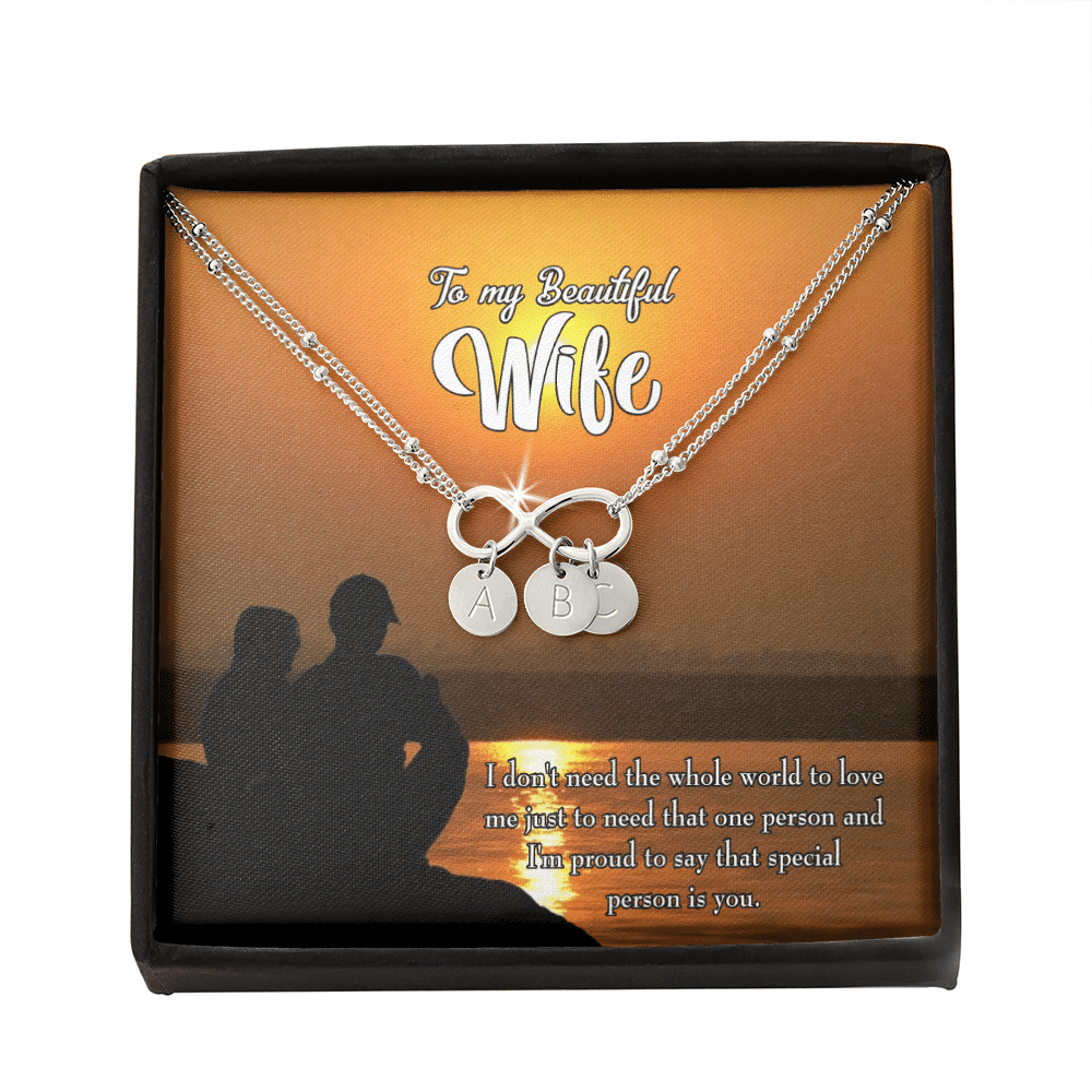 To My Wife Beautiful Wife Infinity Bracelet With Initial Charms - Infinity Bracelet
