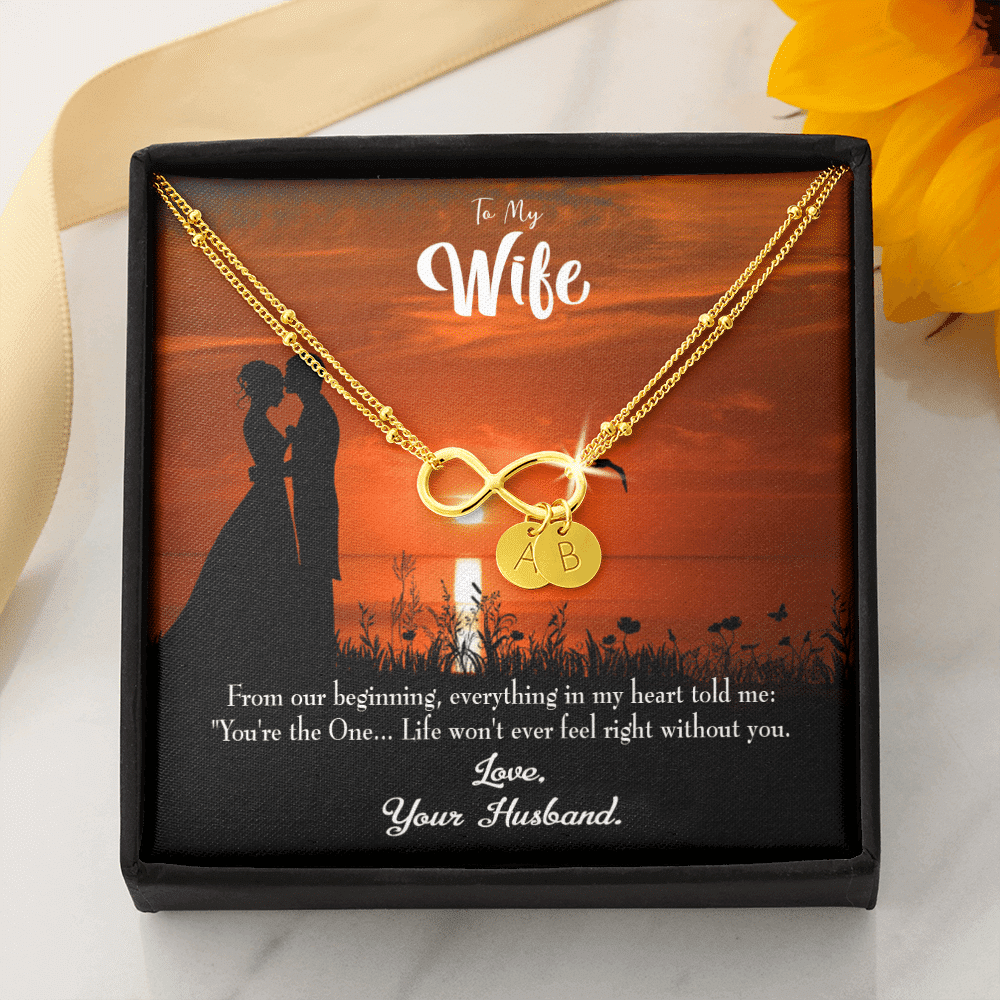 To My Wife You're The One Infinity Bracelet With Initial Charms - Infinity Bracelet