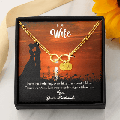 To My Wife You're The One Infinity Bracelet With Initial Charms - Infinity Bracelet
