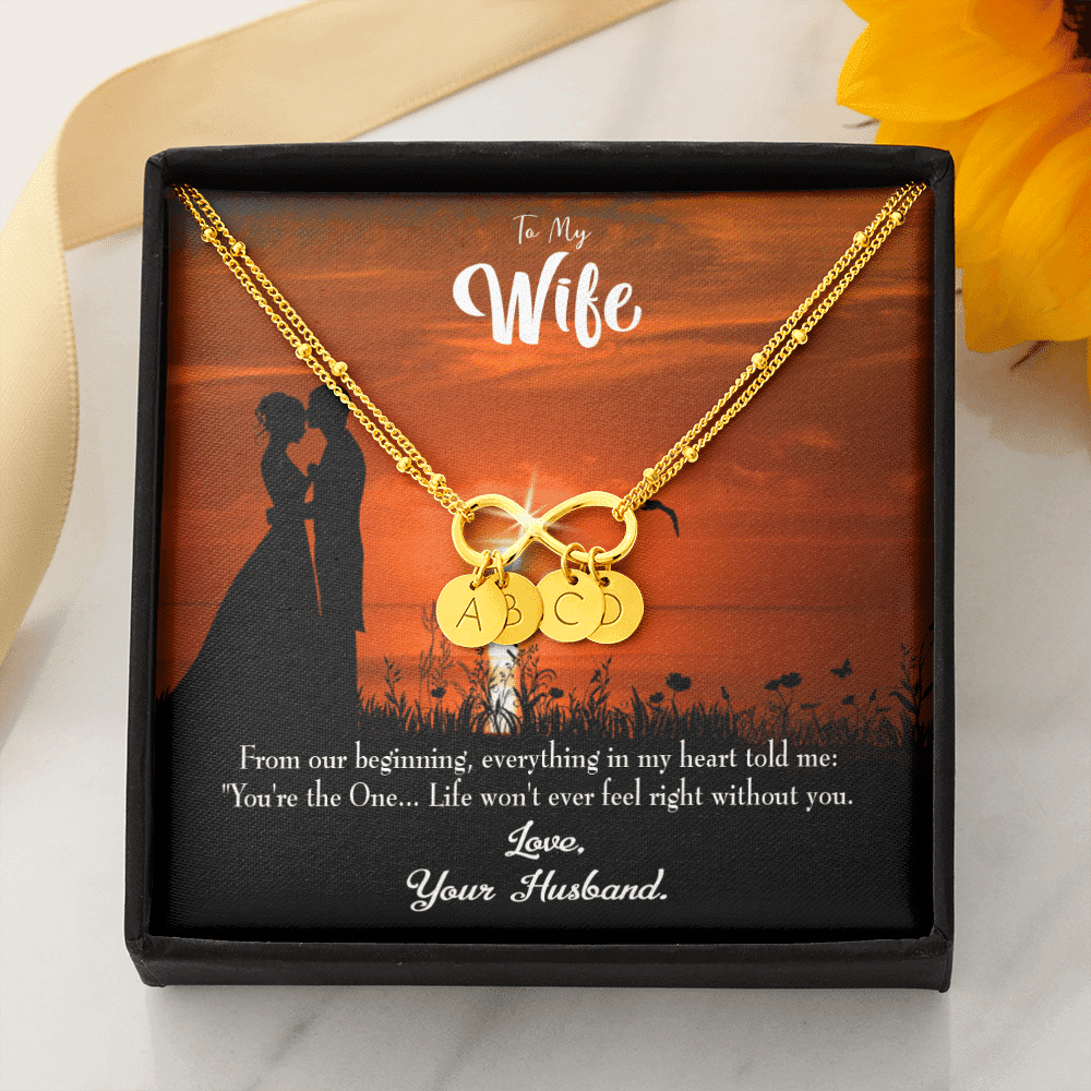 To My Wife You're The One Infinity Bracelet With Initial Charms - Infinity Bracelet