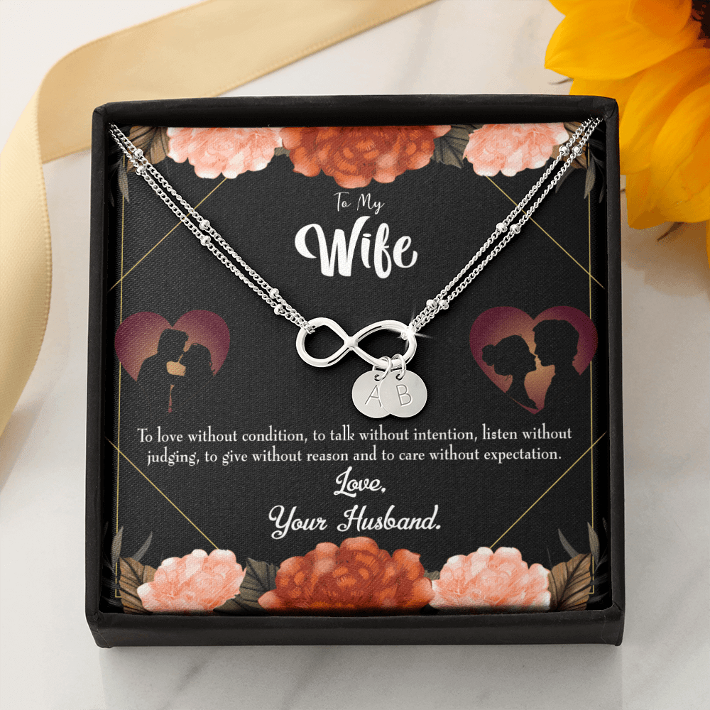 To My Wife Love Talk Listen Infinity Bracelet With Initial Charms - Infinity Bracelet