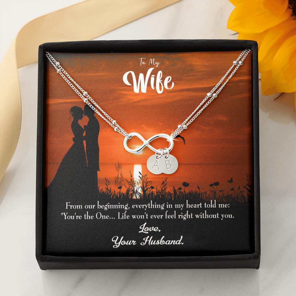To My Wife You're The One Infinity Bracelet With Initial Charms - Infinity Bracelet