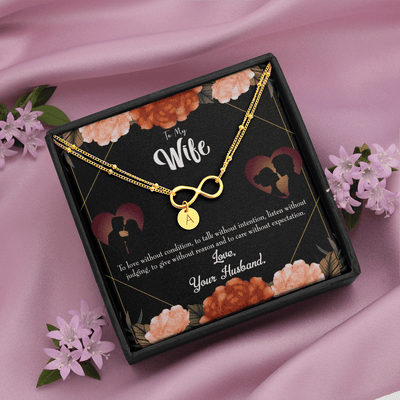 To My Wife Love Talk Listen Infinity Bracelet With Initial Charms - Infinity Bracelet