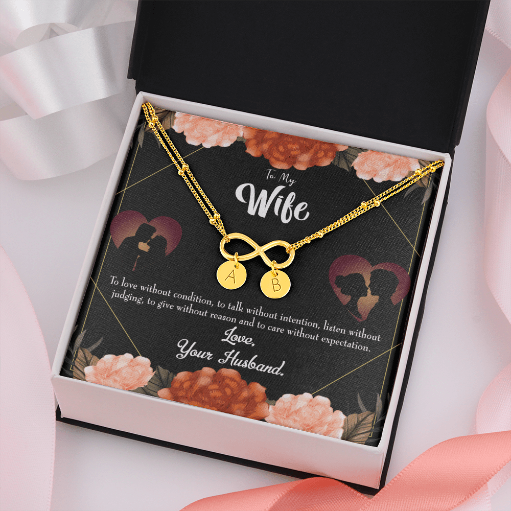 To My Wife Love Talk Listen Infinity Bracelet With Initial Charms - Infinity Bracelet