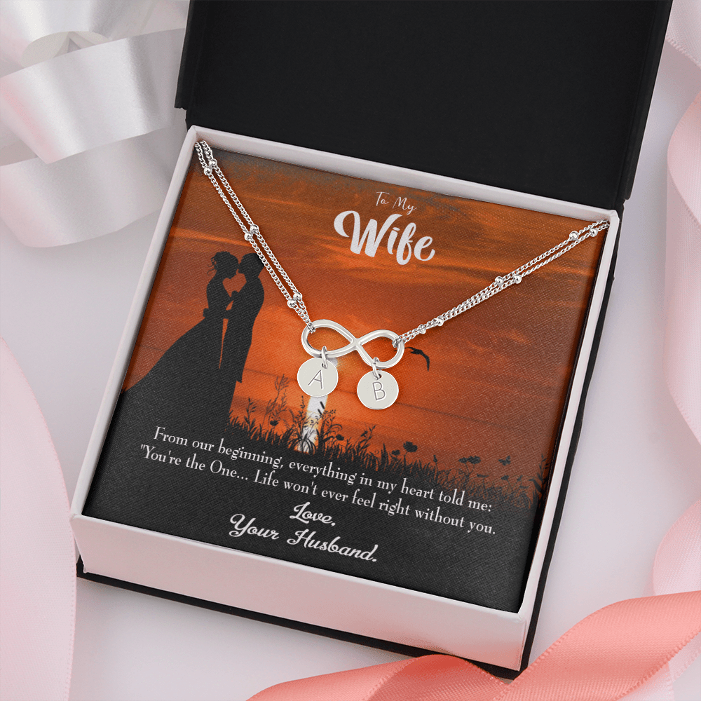 To My Wife You're The One Infinity Bracelet With Initial Charms - Infinity Bracelet