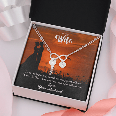 To My Wife You're The One Infinity Bracelet With Initial Charms - Infinity Bracelet