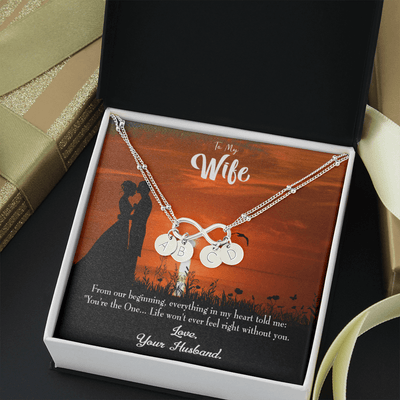 To My Wife You're The One Infinity Bracelet With Initial Charms - Infinity Bracelet