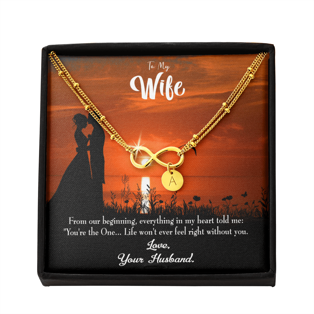 To My Wife You're The One Infinity Bracelet With Initial Charms - Infinity Bracelet