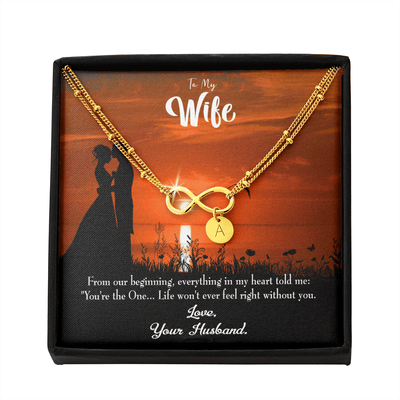 To My Wife You're The One Infinity Bracelet With Initial Charms - Infinity Bracelet