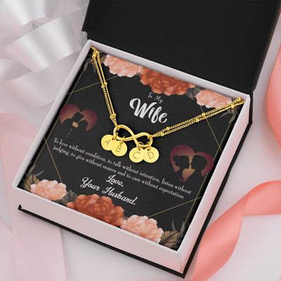 To My Wife Love Talk Listen Infinity Bracelet With Initial Charms - Infinity Bracelet