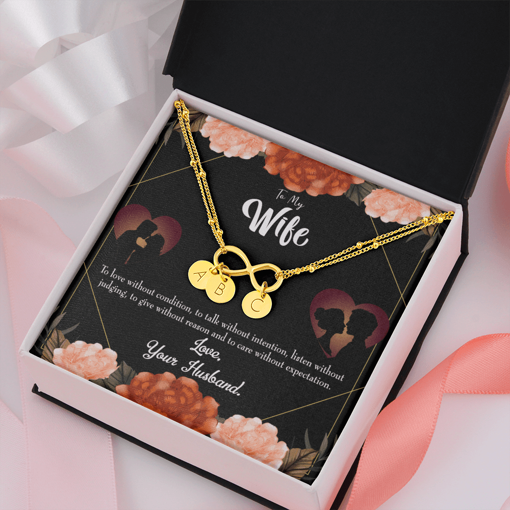 To My Wife Love Talk Listen Infinity Bracelet With Initial Charms - Infinity Bracelet