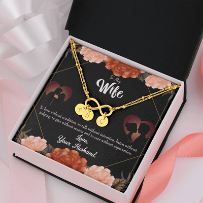 To My Wife Love Talk Listen Infinity Bracelet With Initial Charms - Infinity Bracelet