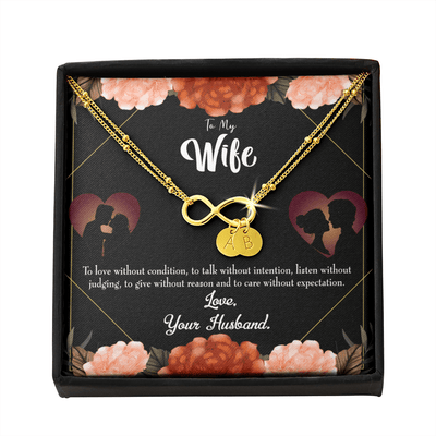 To My Wife Love Talk Listen Infinity Bracelet With Initial Charms - Infinity Bracelet