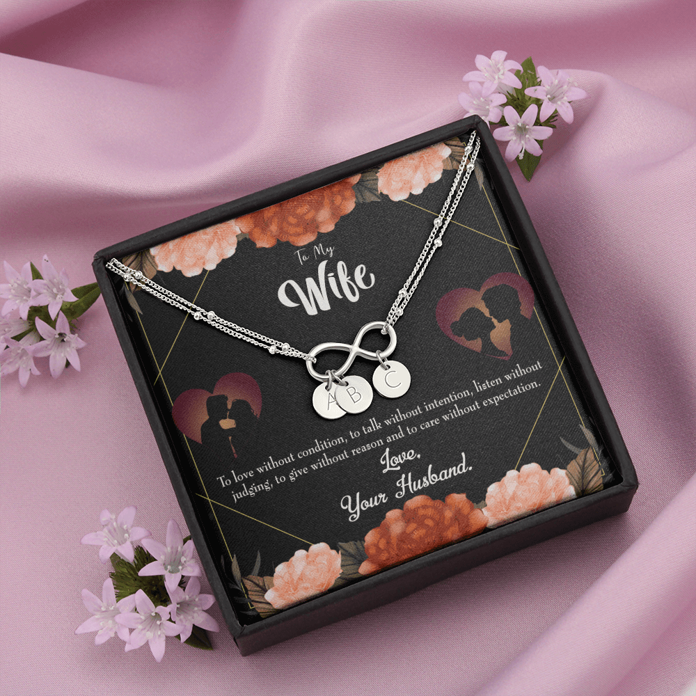 To My Wife Love Talk Listen Infinity Bracelet With Initial Charms - Infinity Bracelet