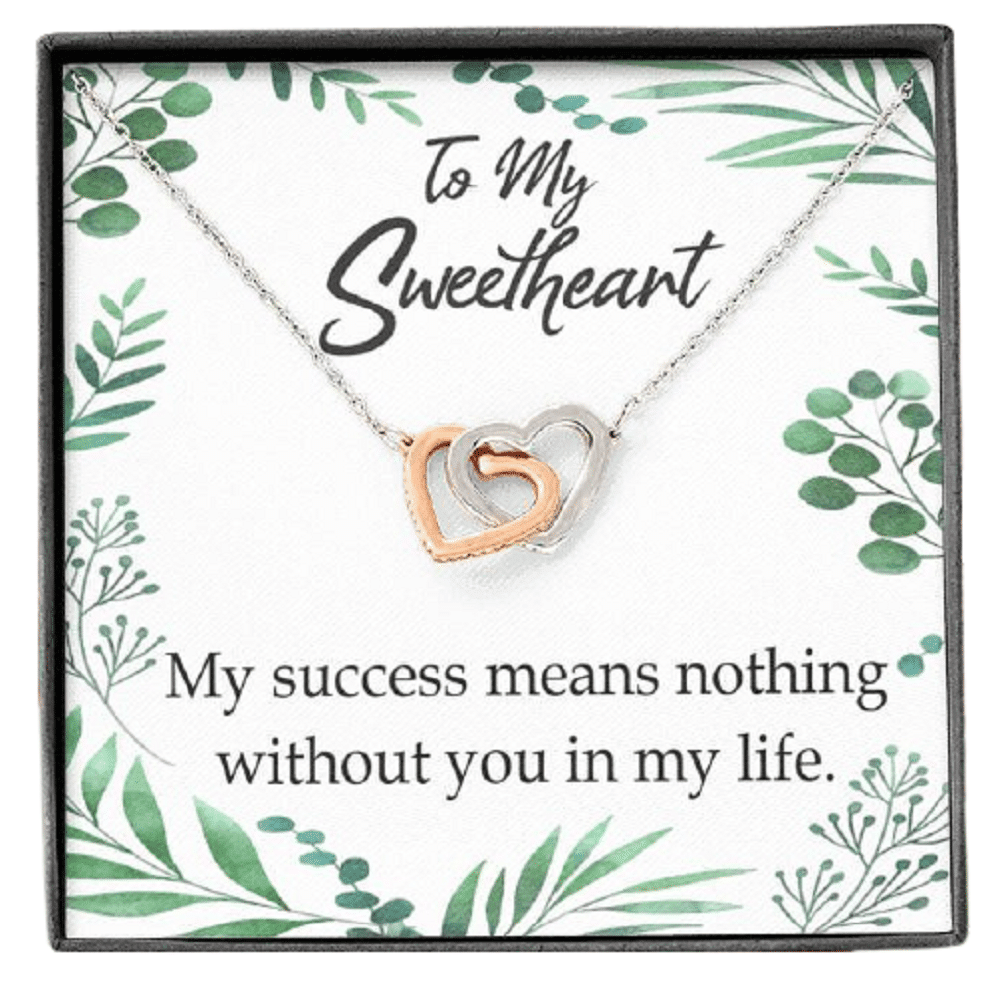 Gift To Wife My Success Means Nothing Without You Inseparable Necklace Pendant 18k Rose Gold Finish 16� - Interlocking Hearts Necklace