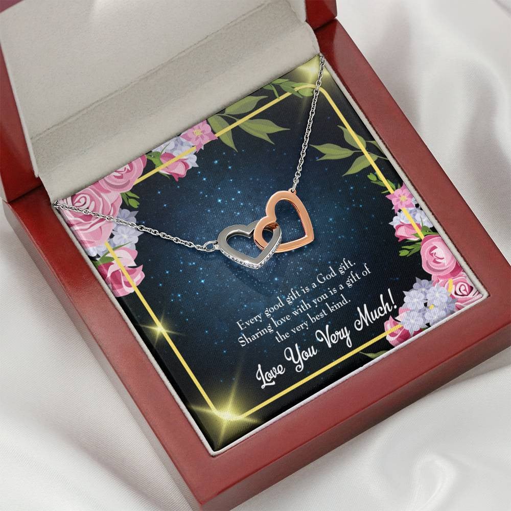 Wife Gift For Wife Birthday Every Good Gift Inseparable Love Pendant 18k Rose Gold Finish 16� - Interlocking Hearts Necklace
