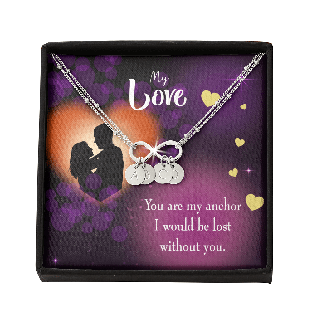 To My Wife You Are My Anchor Infinity Bracelet With Initial Charms - Infinity Bracelet