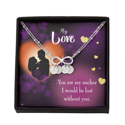 To My Wife You Are My Anchor Infinity Bracelet With Initial Charms - Infinity Bracelet