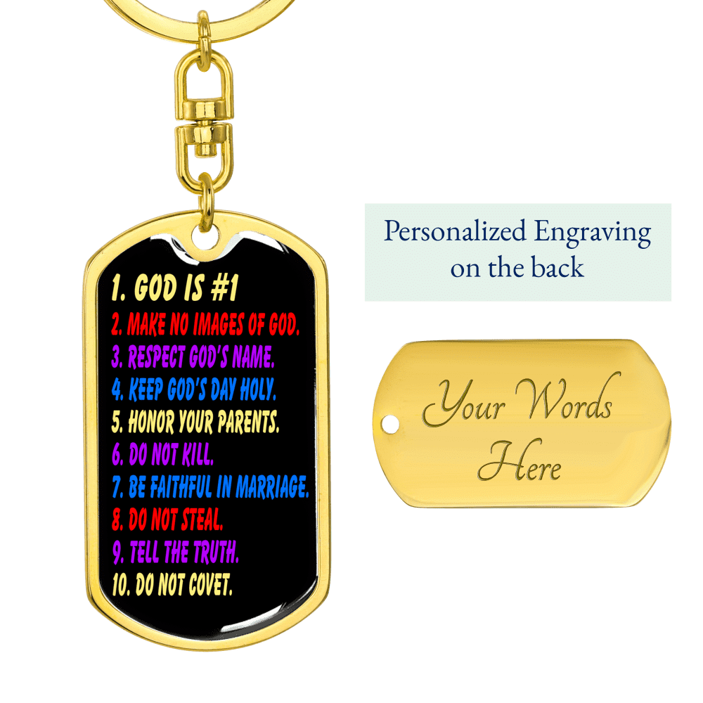 10 Commandments For Kids Keychain Dog Tag Keyring - Dog Tag with Swivel Keychain