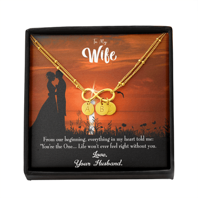 To My Wife You're The One Infinity Bracelet With Initial Charms - Infinity Bracelet