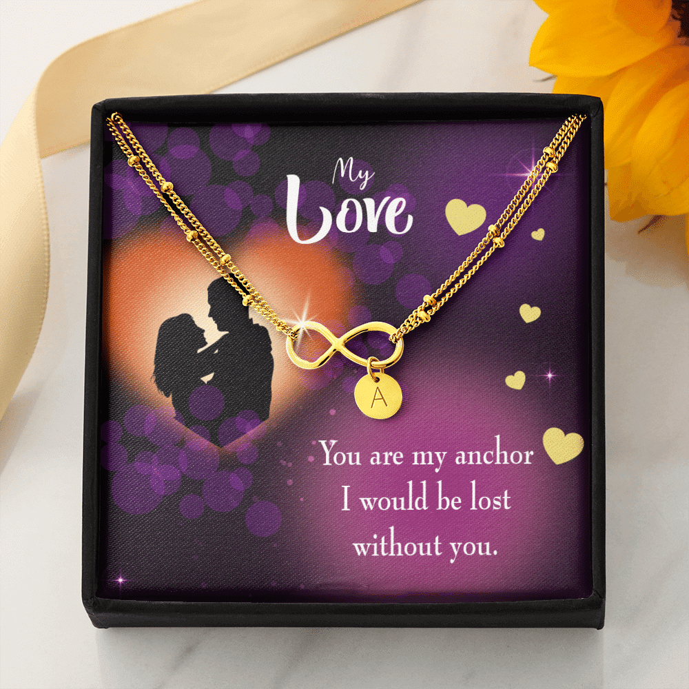 To My Wife You Are My Anchor Infinity Bracelet With Initial Charms - Infinity Bracelet