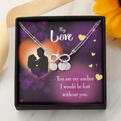 To My Wife You Are My Anchor Infinity Bracelet With Initial Charms - Infinity Bracelet