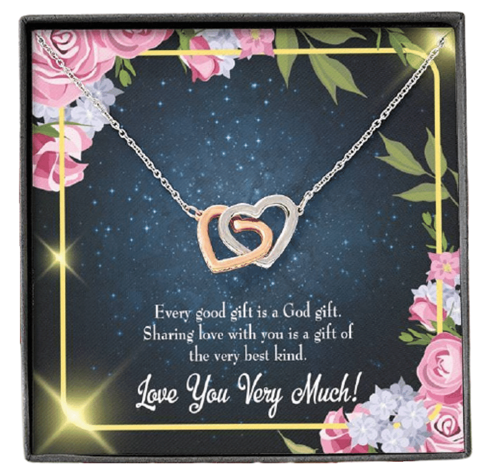 Wife Gift For Wife Birthday Every Good Gift Inseparable Love Pendant 18k Rose Gold Finish 16� - Interlocking Hearts Necklace